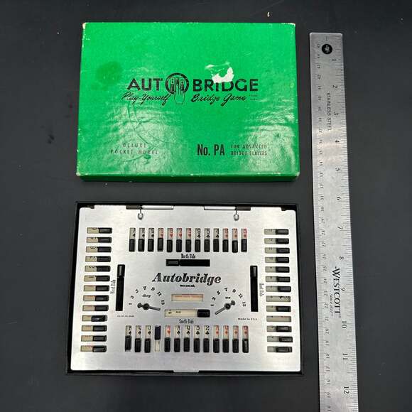 x2 Vintage Auto Bridge 1950s Play Yourself Game Metal Board And Deal Cards - Picture 4 of 10